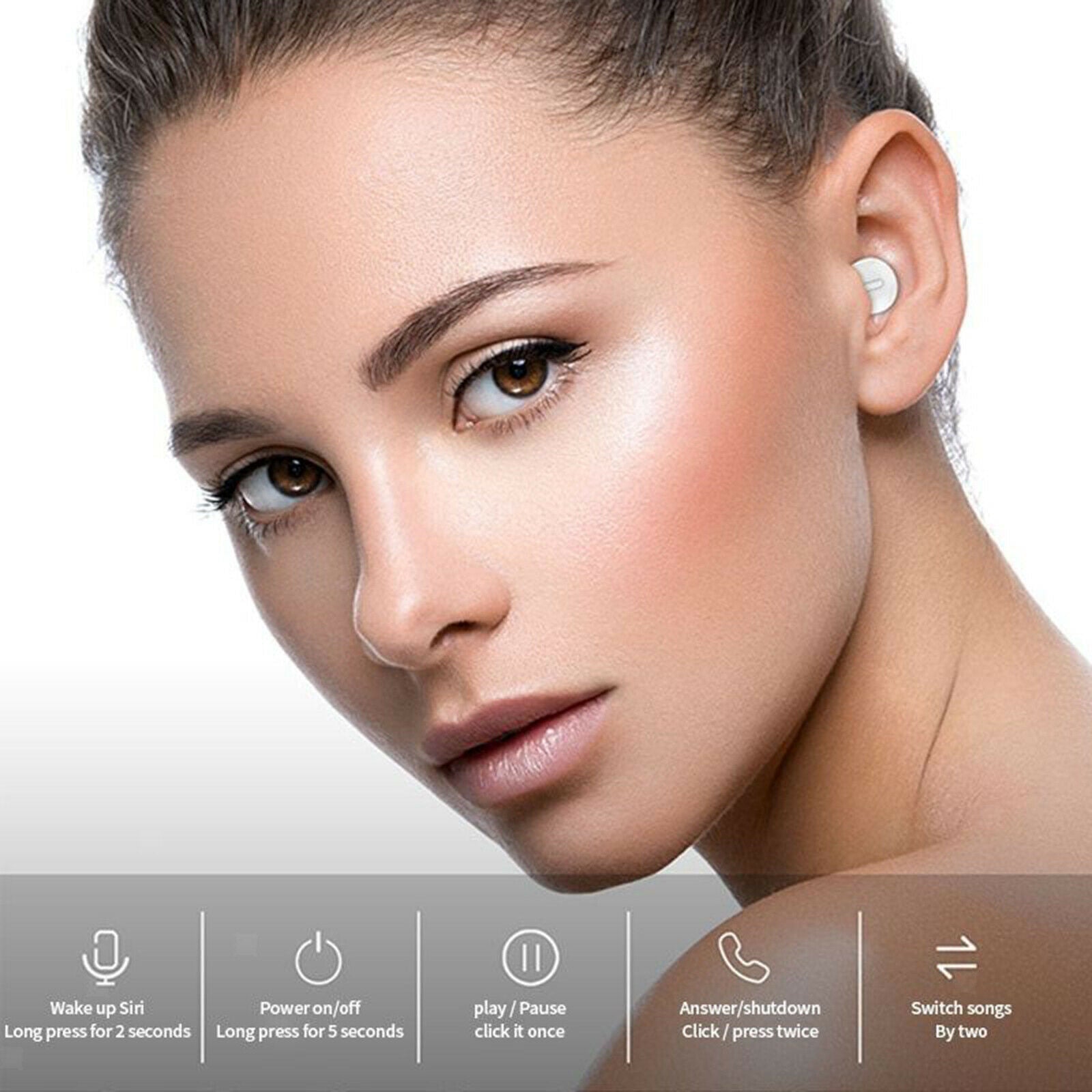 Mini Wireless Earbud Hidden Small Bluetooth 5.0 Headphone Earpiece Hands-Free