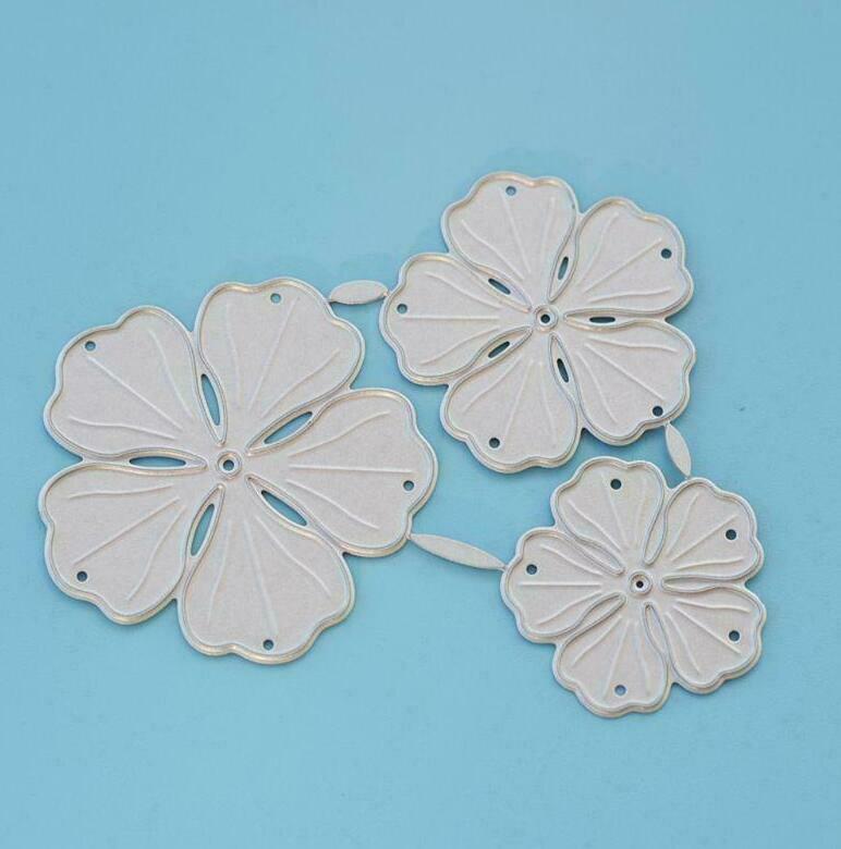 Three Flower Cutting Dies Stencil DIY Scrapbooking Album Stamp Paper Card Emboss