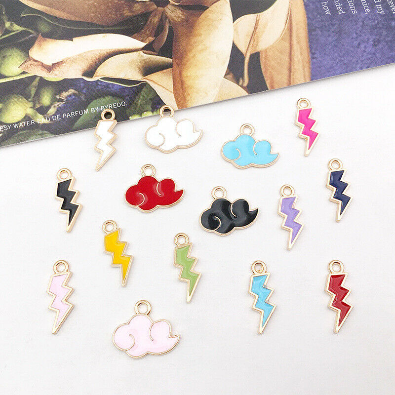 90Pcs Enamel Lightning Cloud Charms Pendant DIY Earring Bracelet Necklace Making