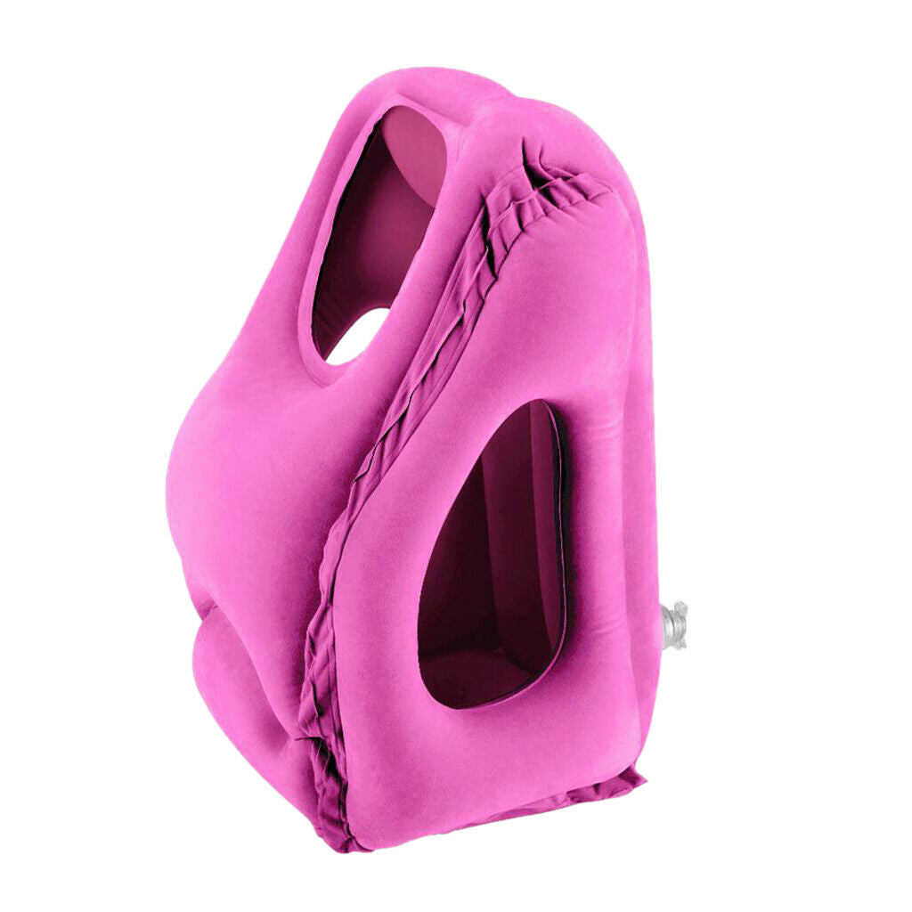Inflatable Travel Pillow Nap Pillow for Business Office Bus Train  Airplane Red