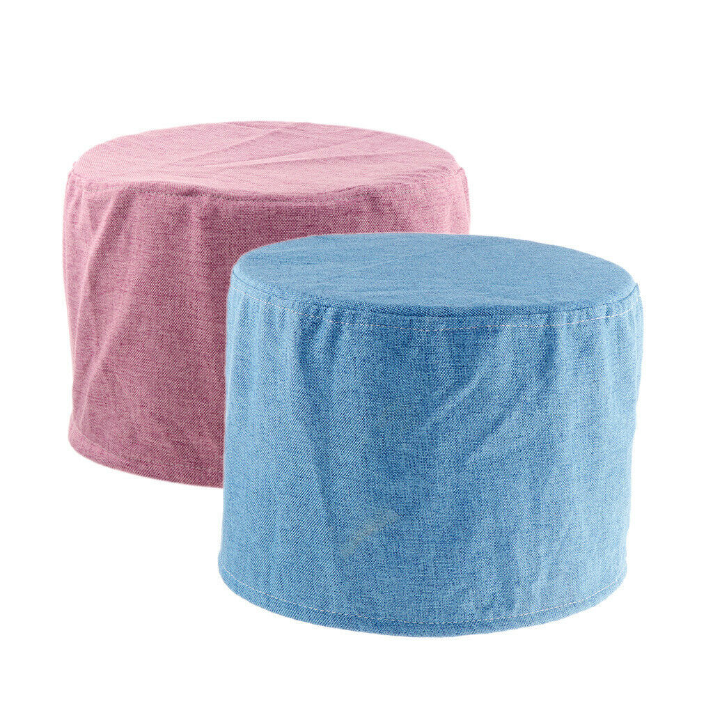 2 Pieces Cotton Fabric Round Shape Stool Cover Solid Color 28x28cm Blue,Purple