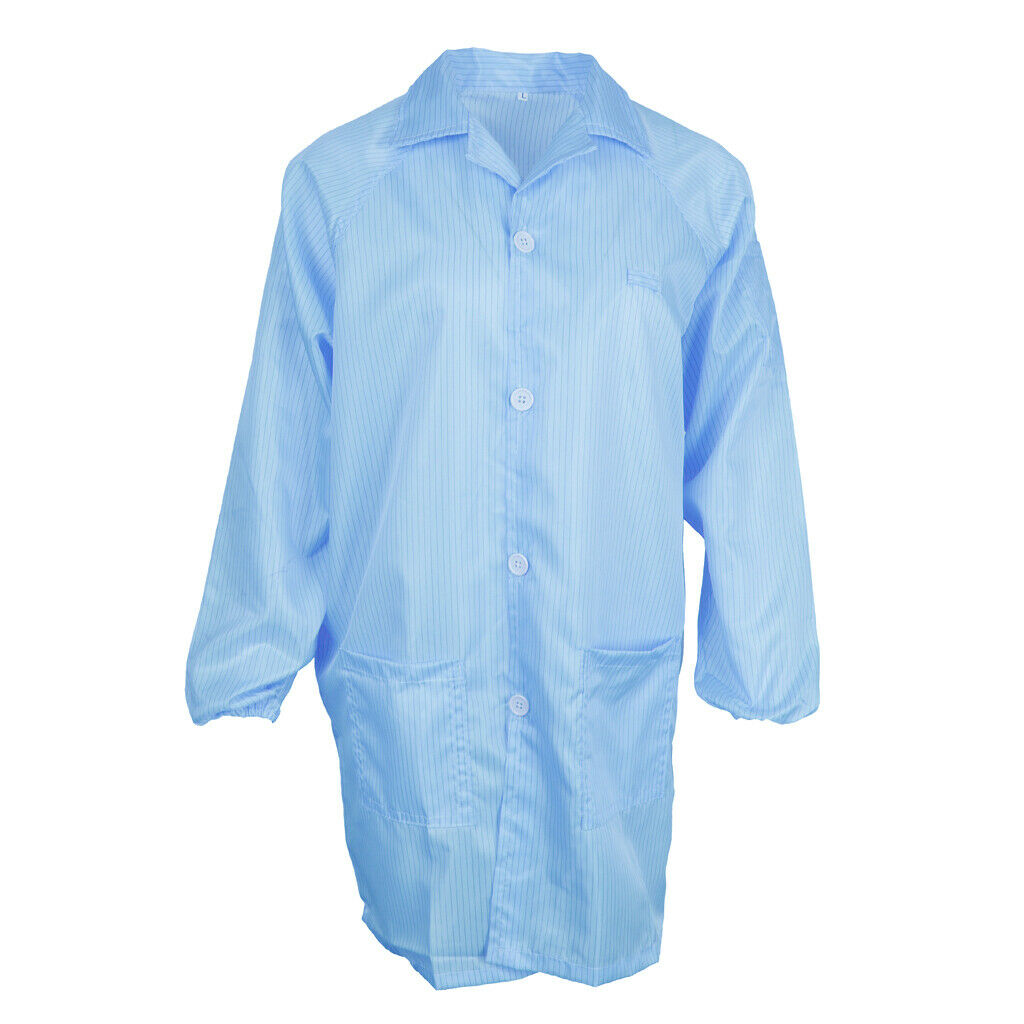 2X Unisex ESD-Safe Anti-Static Premium Lab Jacket Coat Clothing Blue M