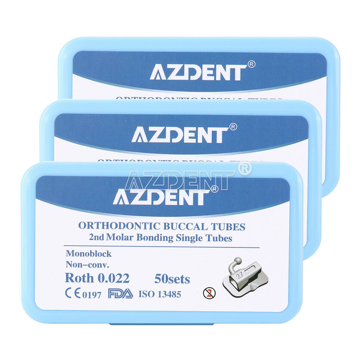 50 Set Dental Orthodontic Monoblock Buccal Tube 2nd Molar Bondable Roth 022 Bond
