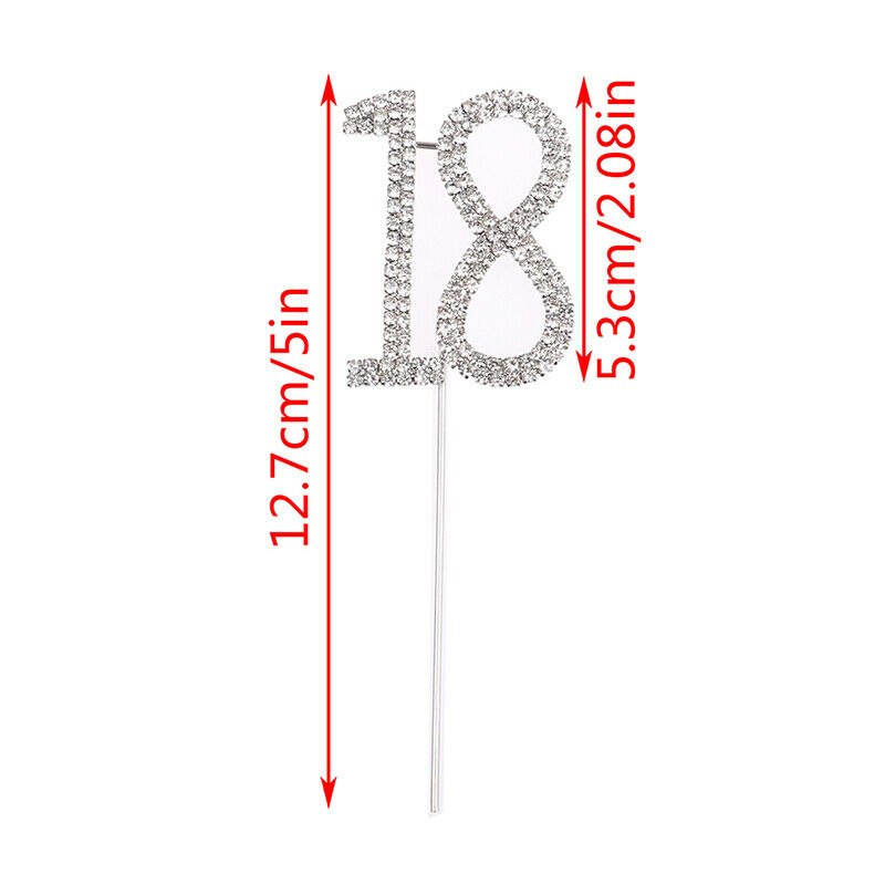 1pcs Crystal Rhinestone 18th Cake Topper Anniversary Birthday Party Decor.l8