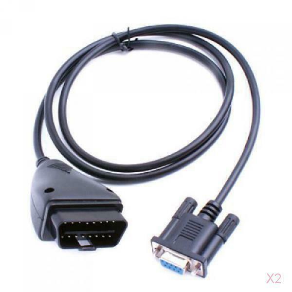 2x  16-Pin To DB9 9-pin Serial Port RS232 OBD 2 Adapter Cable Car Diagnostic