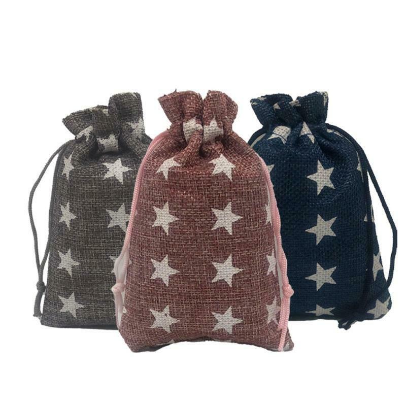 Stars Print 2021 Christmas Advent Calendar 24 Days Hanging Drawstring Candy Bags
