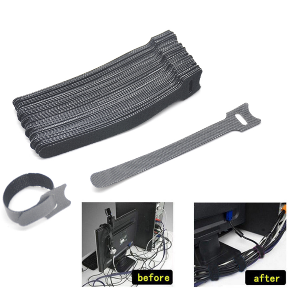50pcs Reusable Nylon Strap Hook With Loop Cable Cord Ties Tidy Organiser Lot
