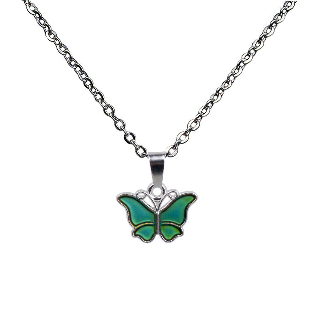 Cute Little Butterfly Mood Changing Color Change Pendant Necklace Gift