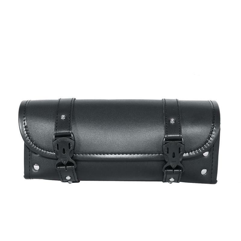 Motorcycle Tool Bag PU Leather Luggage Handle Bar Round Storage Pouch