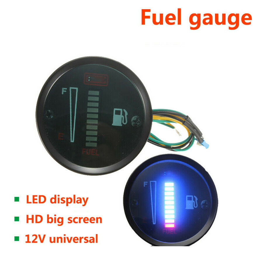 2'' Car SUV Motorbike 10LED Display Fuel Level Meter Digital Gauge Sensor
