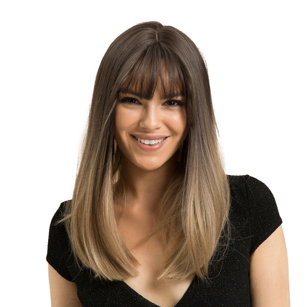 Gradient Brown Long Hair with Adjustable Wig   to Fit Any Head Size for Women