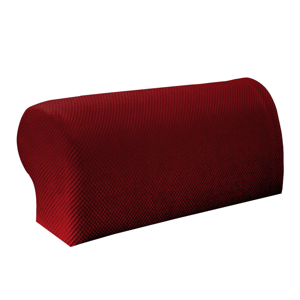 2 Pair Red Pixel Anti-slip Elastic Sofa Armrest Covers With 100 Pcs Pins