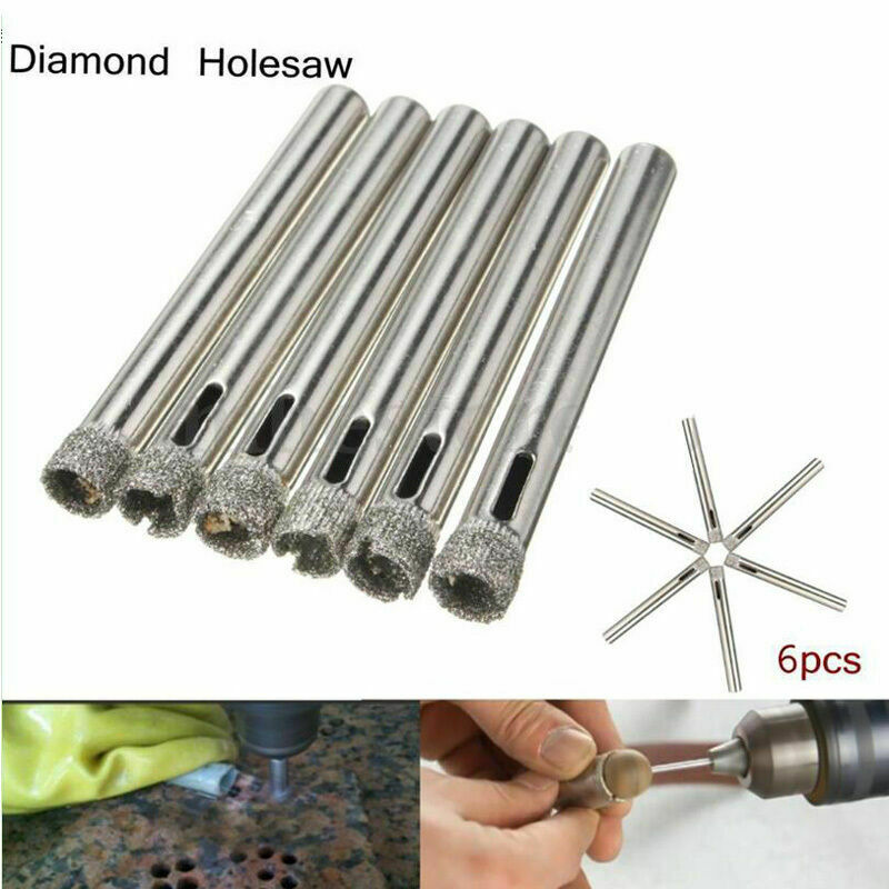 6pcs 1/4" 6mm Diamond Holesaw Drill Bit For Tile Ceramic Glass Porcelain Marble