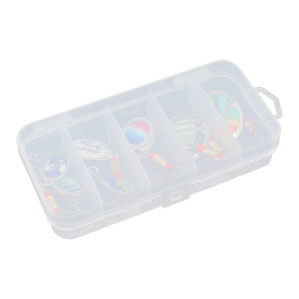 10x Metal Multicolor Sequins Baits Spinnerbait &Organizer Box Saltwater