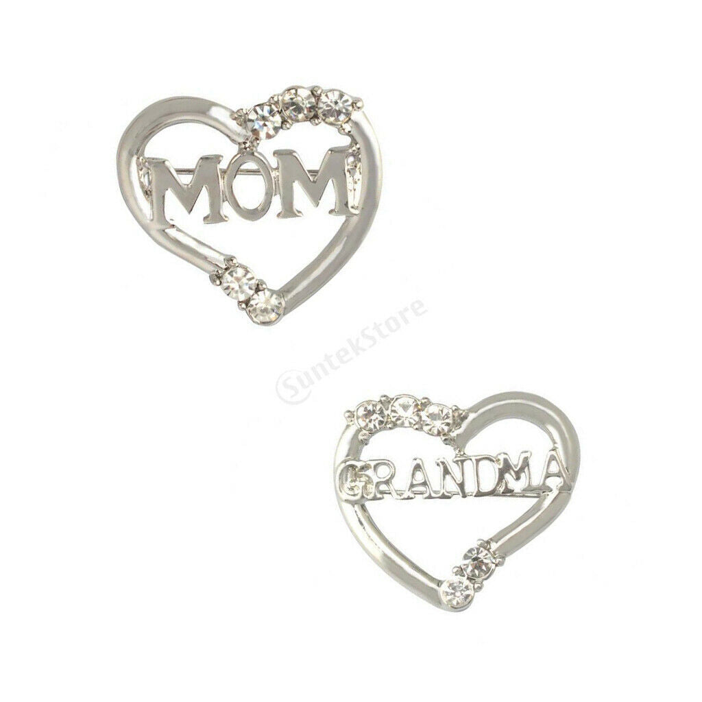 Love Heart Crystal Brooch Pin Mother's Day Birthday Gift for MOM GRANDMA