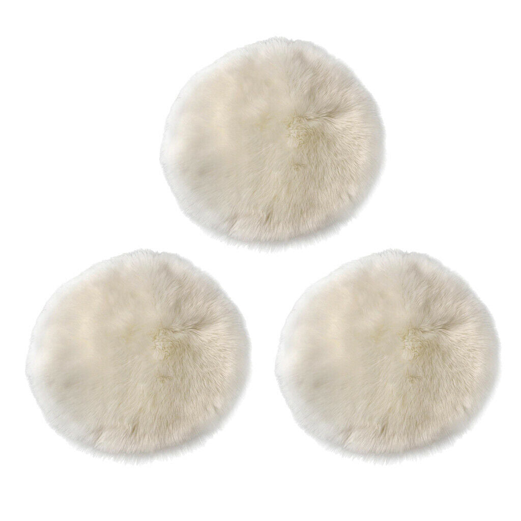 3pcs Artificial Sheepskin Car Seat Pads 12inch Round Pad Fleece Floor Mats