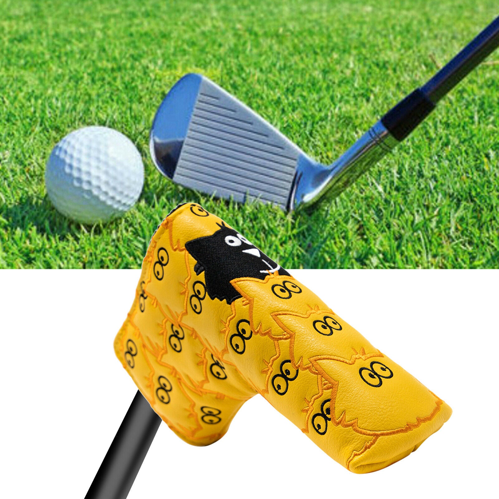 Golf Putter Cover Blade Headcover Birds Embroidery Head Cover Leather Guard