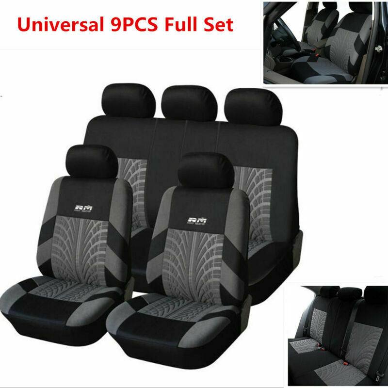 Classic Washable Embroidery Car Seat Covers Full Set Front+Rear For Sedans