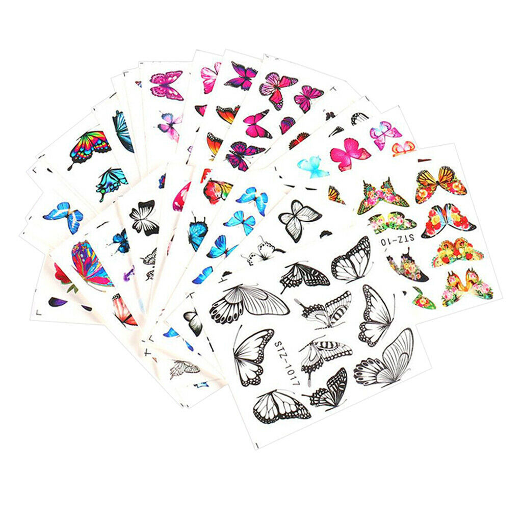 30 Sheets Nail Art Stickers Decals Butterfly Manicure Nail Foils Decor