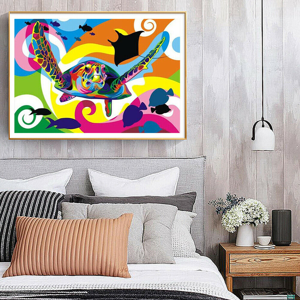 50x40cm Colorful Turtle Painting By Numbers DIY Hand Painted Wall Art Decor @