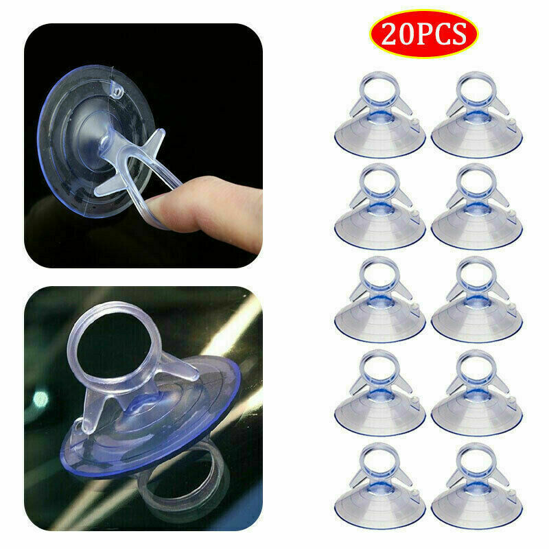 20 X 45mm Car Sunshade Suction PVC Cups Clear Rubber Plastic Window Suckers Pads