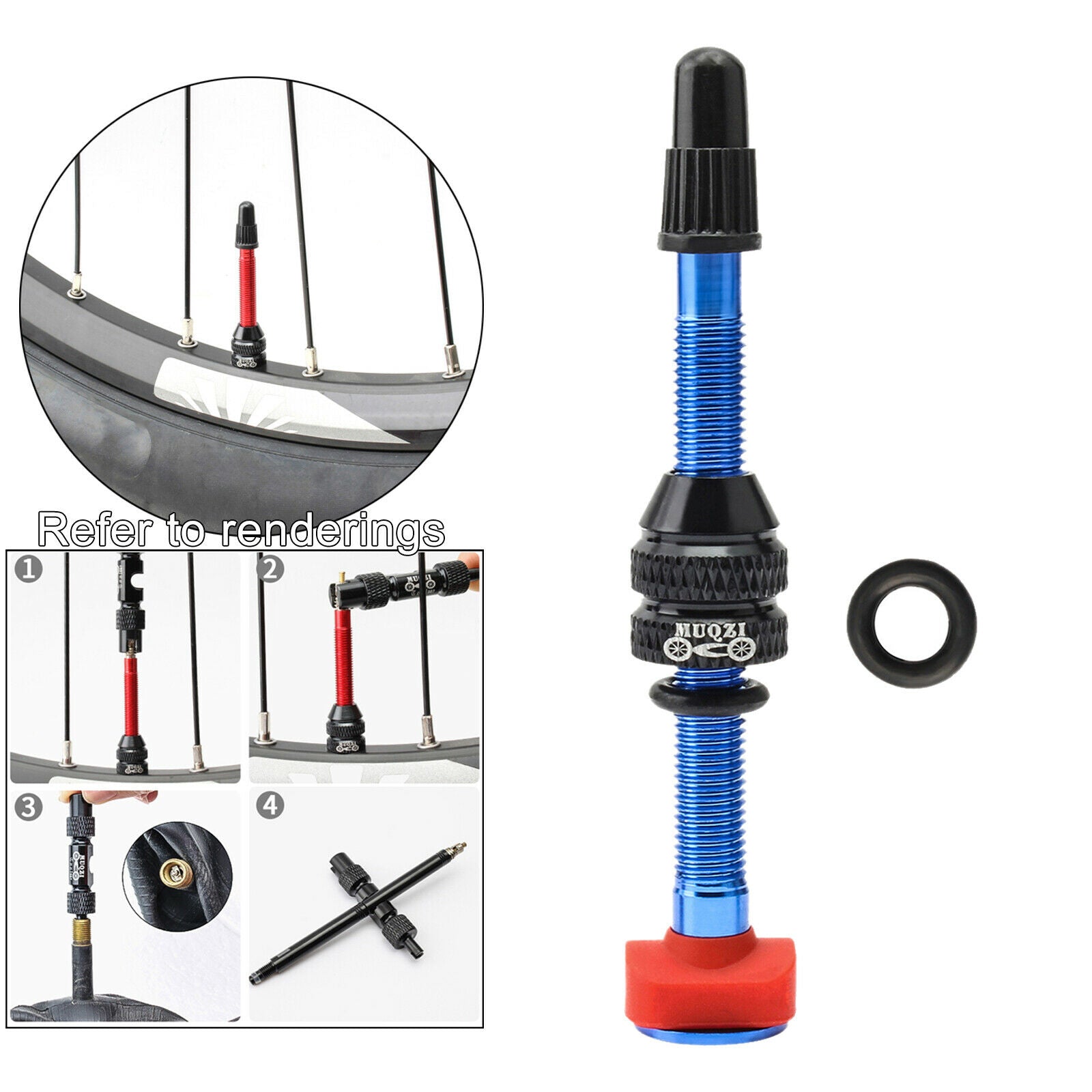 Tubeless Tire Presta Valve Bicycle Stem Universal Removable Core 60mm,Blue