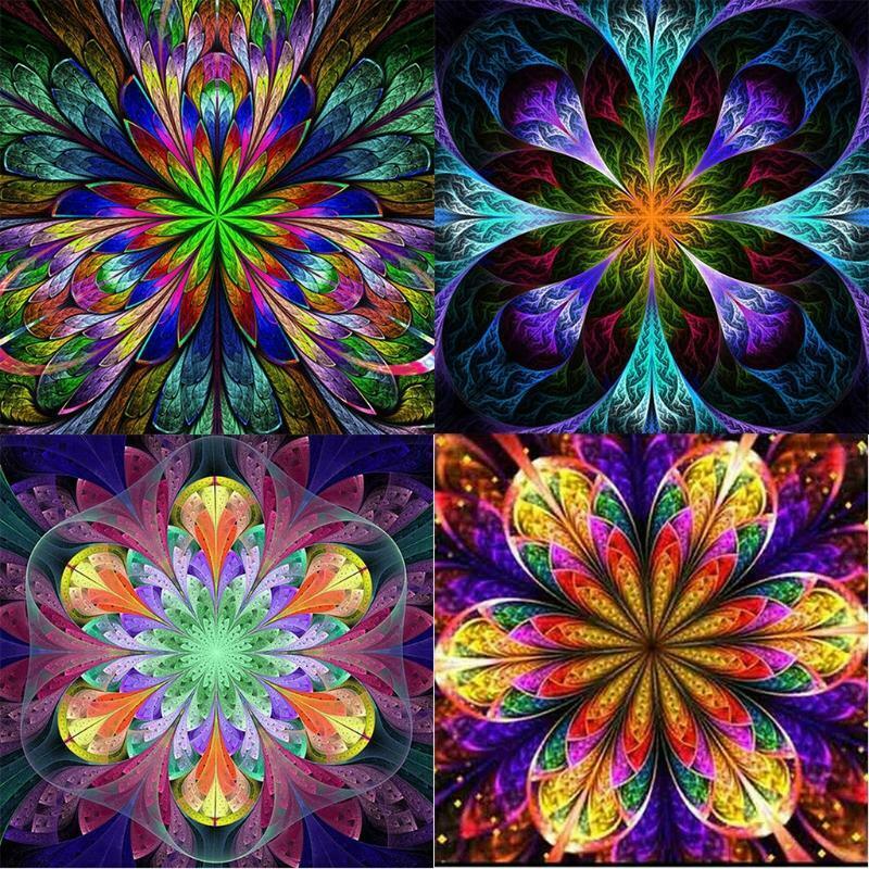 4 Pack DIY 5D Mandala Flowers Diamond Painting Kit Full Drill Rhinestone Picture