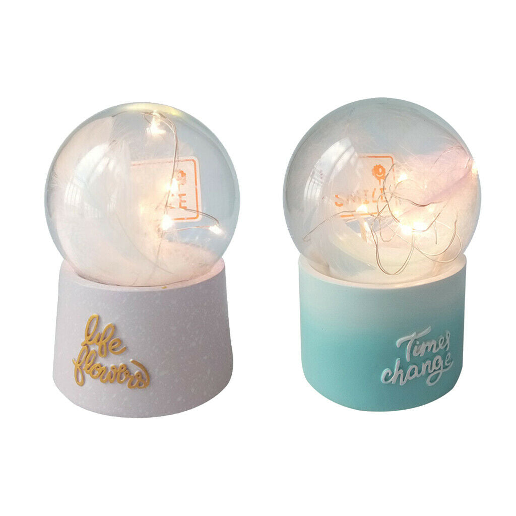 Water Globe Crystal Ball Musical Box Night Lights Battery Powered Pink Blue