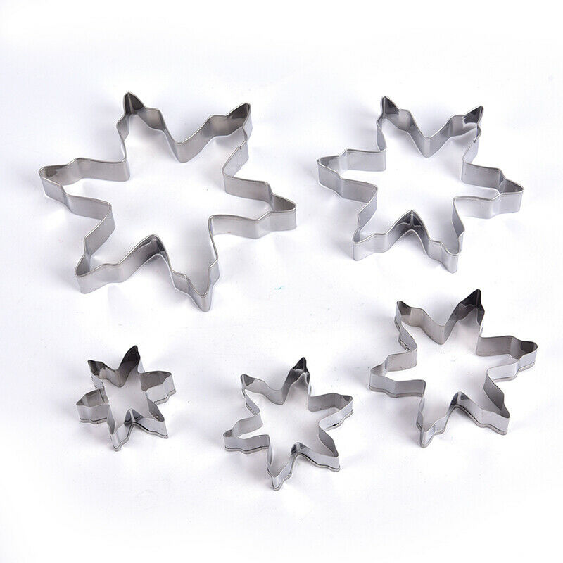 5PCS Snowflake Stainless Steel Cookie Cutter Biscuit Pastry Mold Cake Decor DD