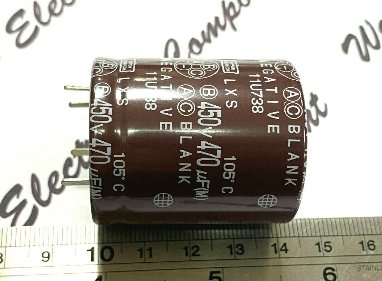 1pcs - NIPPON 470uF 450V LXS 4PIN NEGATIVE Snap-In Capacitor 35x40