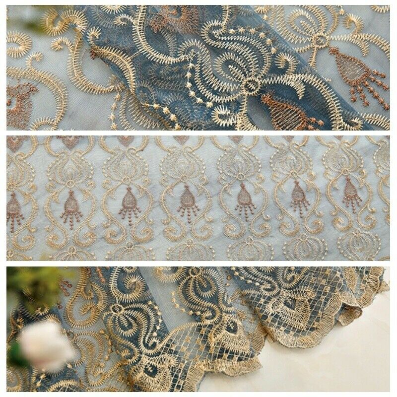 Semi-finished Drapes Curtains Fabric Cloth Voile Tulle Window Screen 1*2.7m Blue