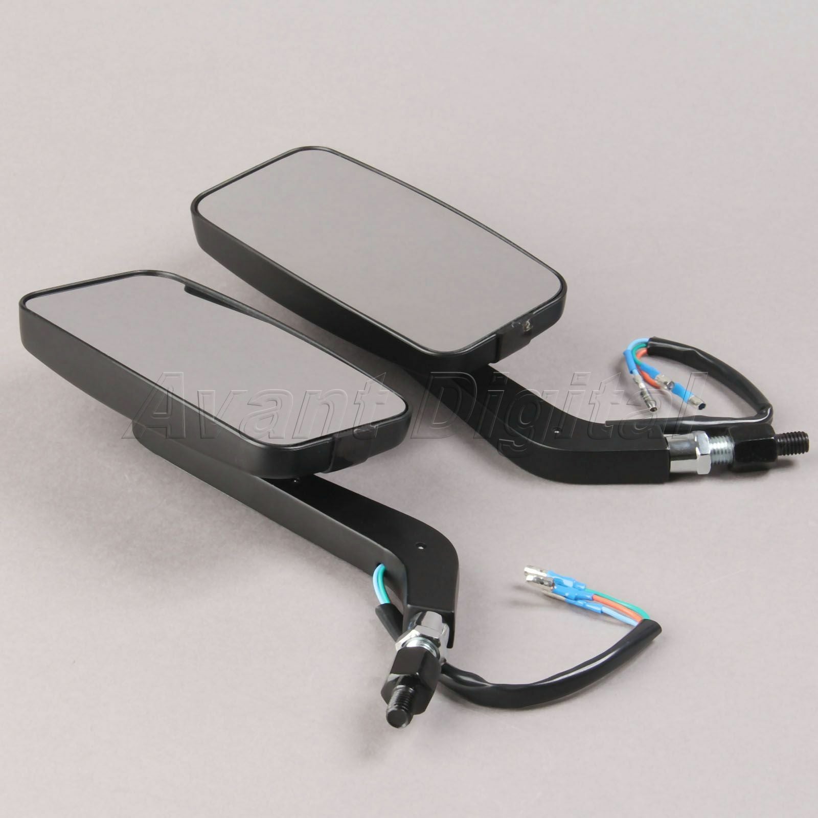 Black Motorcycle Rearview Mirrors 12 LED Turn Signal Indicator Integrated Light