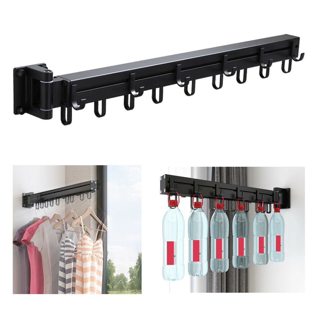 Retractable Folding Wall Mounted Clothes Drying Hanger Rack Garment Rack Bar