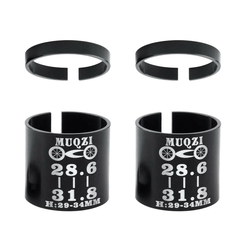 2pcs Bike Stem Shim Size Reducing Bushing 31.8 to 28.6mm Handlebar Stem Shim