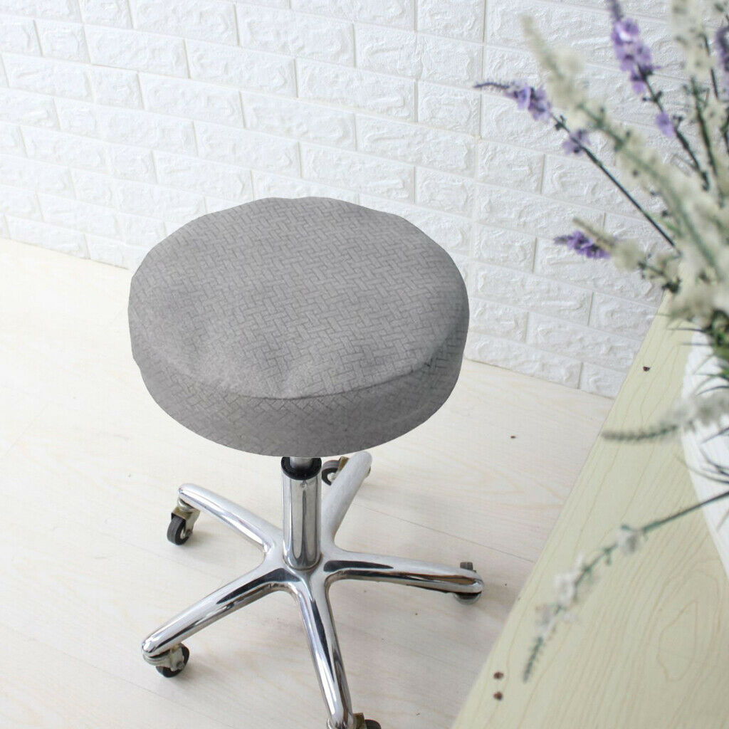 Round Bar Stool Cover Chair Seat Cushion for Seat #1 33cm - Grey Grid