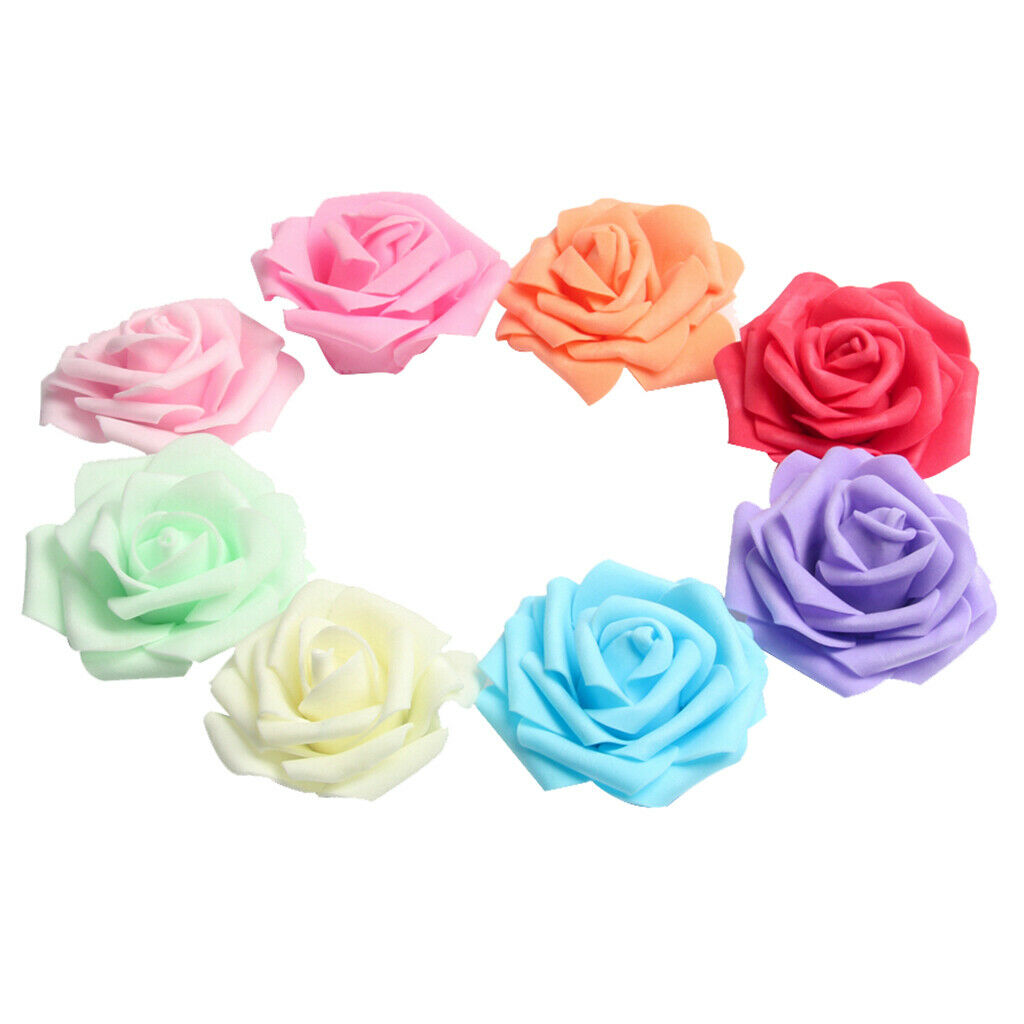 100 Pieces 8 cm Colorful Foam Roses Head Bulk for Wedding Bridesmaid Bridal