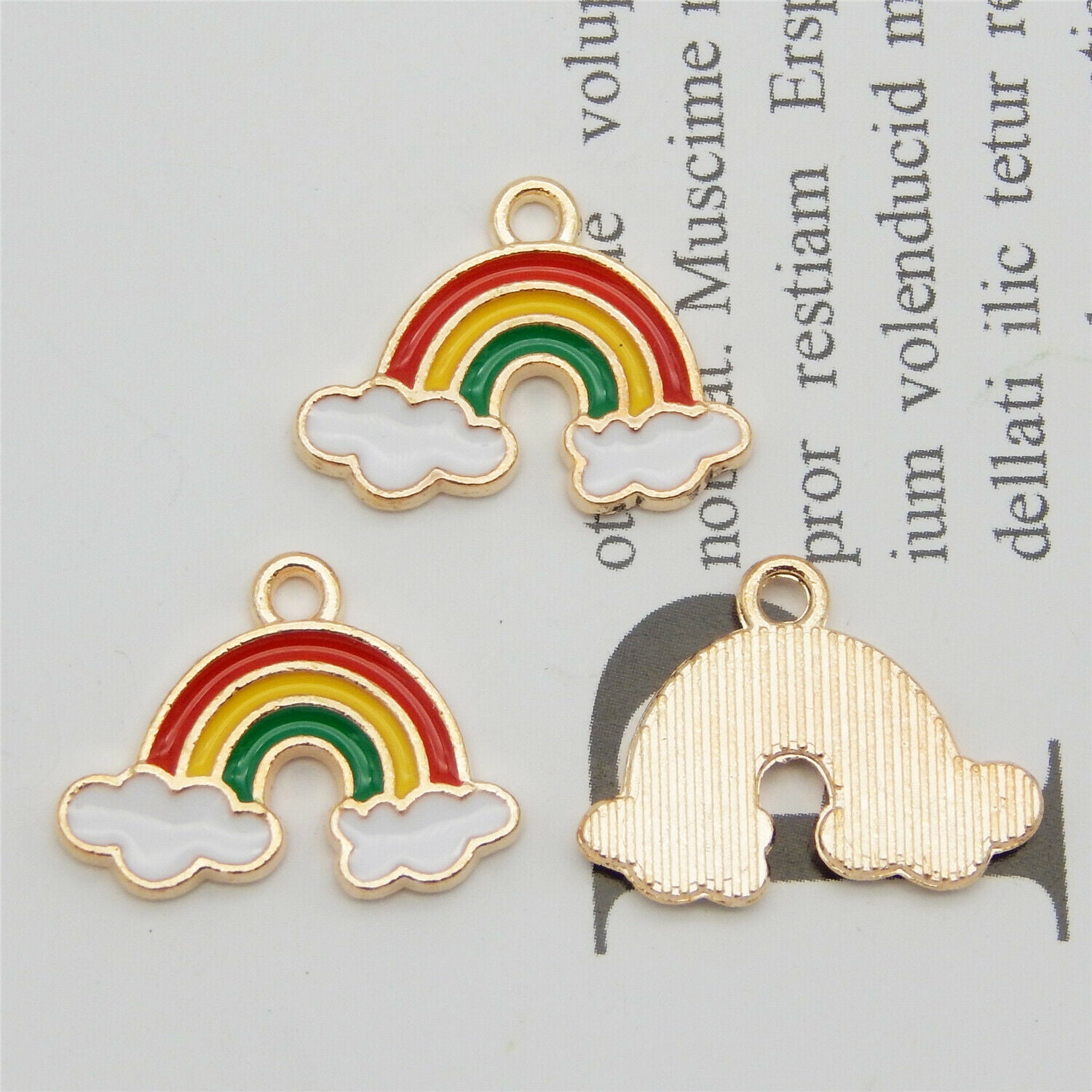 20PCS Colorful Enamel Plated Cloud Rainbow Bridge Pendant Charms DIY Findings