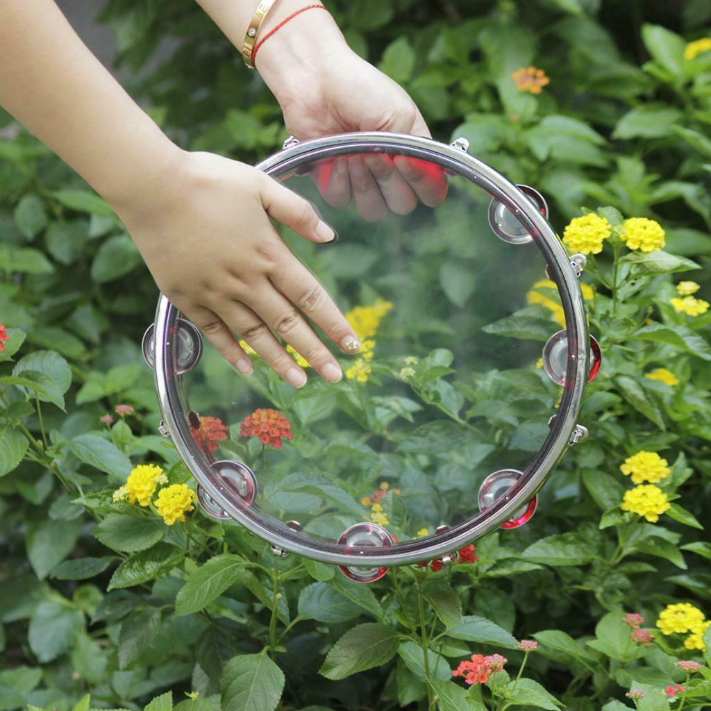10" HANDHELD TAMBOURINE DRUM METAL PERCUSSION MUSICAL EDUCATIONAL INSTRUMENT