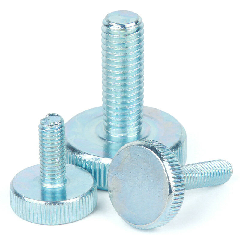 6Pcs M6* 8-25mm Knurled Thumb Flat Screws Hand Grip Knob Bolts Set Zinc Plated