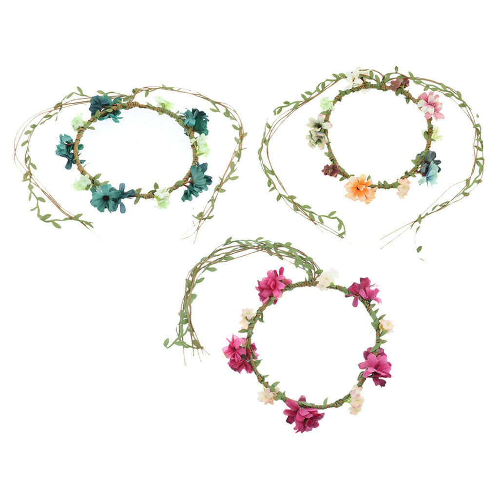 Women Flower Headband Floral Style Cross Head Wrap Hair Band Rose Red