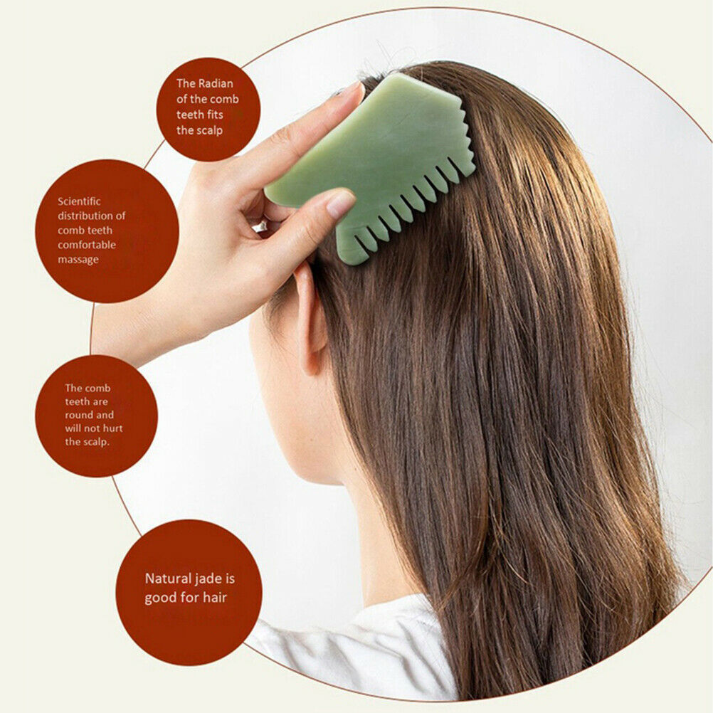 Jade Stone Comb Spa Acupuncture Foot Care Scraping Scalp Massage Comb Hair Comb