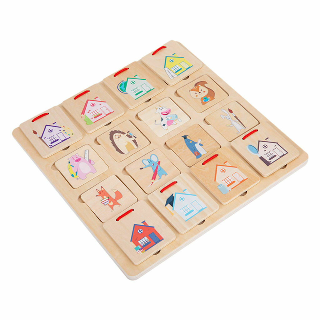 Matching Puzzles Wood Craft Toys Finding House Montessori for Toddlers