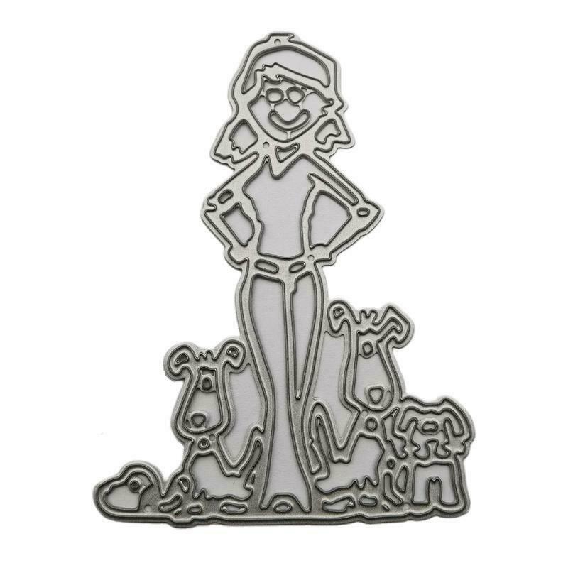 Girl Dog Metal Cutting Dies Stencils DIY Scrapbooking Album Paper Card Template
