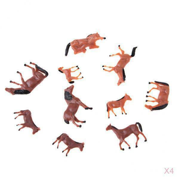 40 lot 1/87 Plastic Animals Horse Figures Models Set Kids Learning Layout