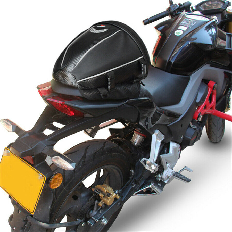 Waterproof PU Leather Motorcycle  Luggage Saddle Bag Shoulder Carbon Fiber Color