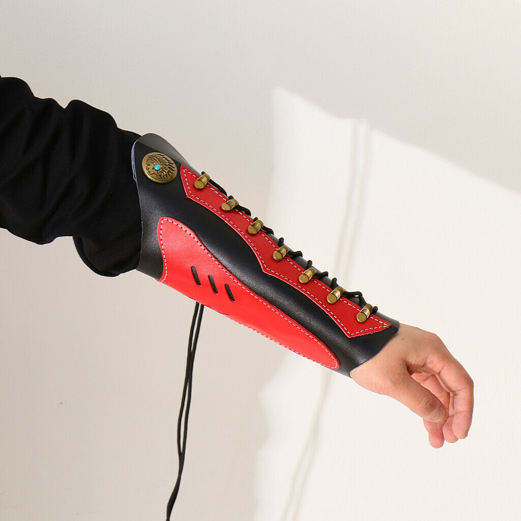 Archery Arm Guard Forearm Safety Protector for Traditional Bow Hunting Red