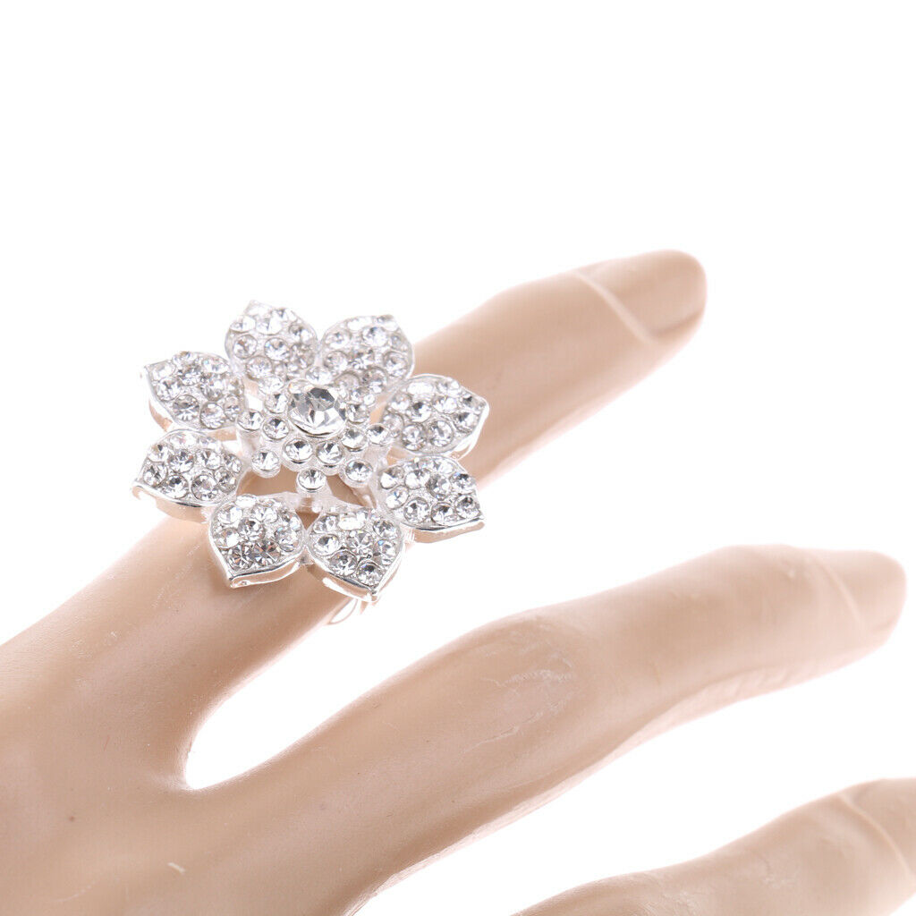 Fashion Diamante Rhinestone Flower Wedding Party Christmas Ring Copper Ring