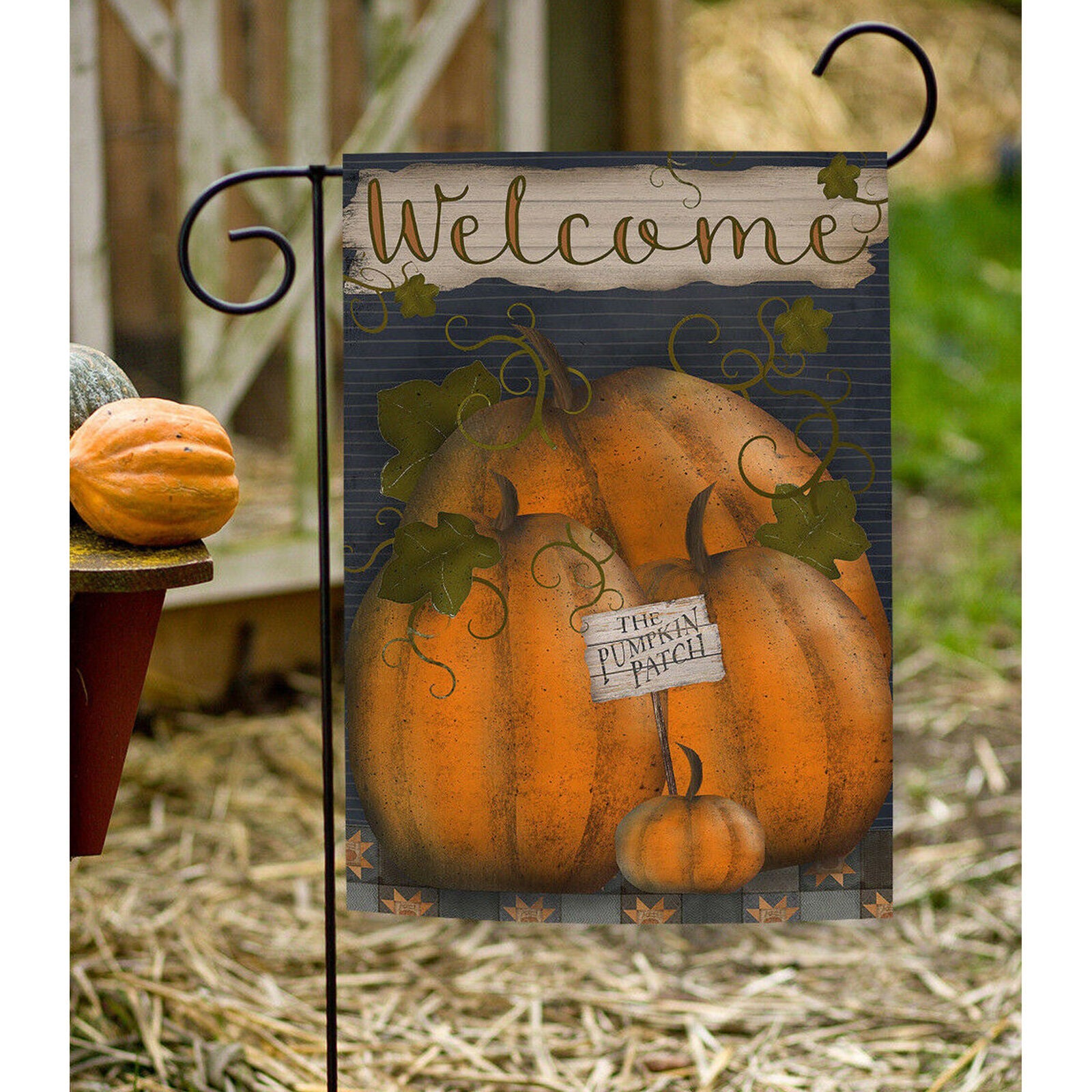 Toland Pumpkin Patch Welcome 12.5 x 18 Americana Fall Autumn Garden Flag