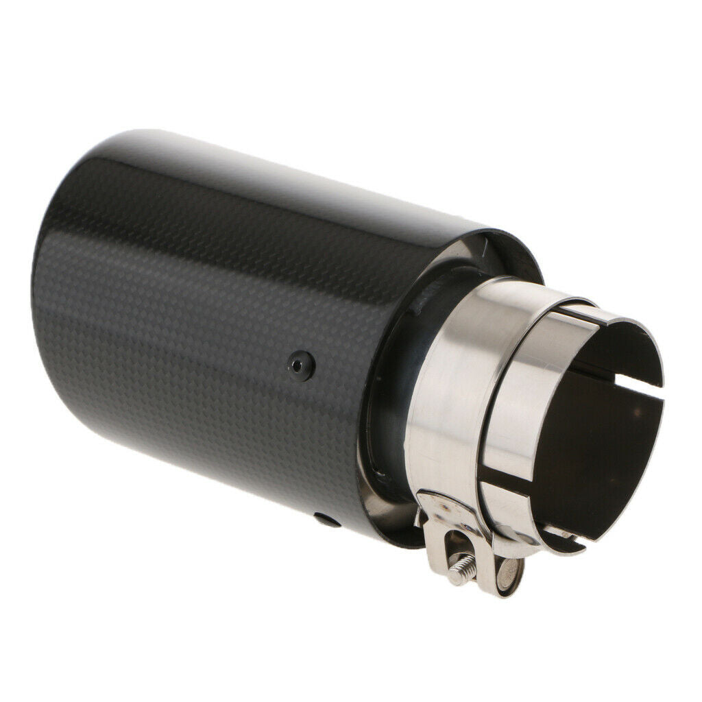 Black Carbon Fiber Car Rear Exhaust Muffler End Tail Pipe Tip 63mm Inlet