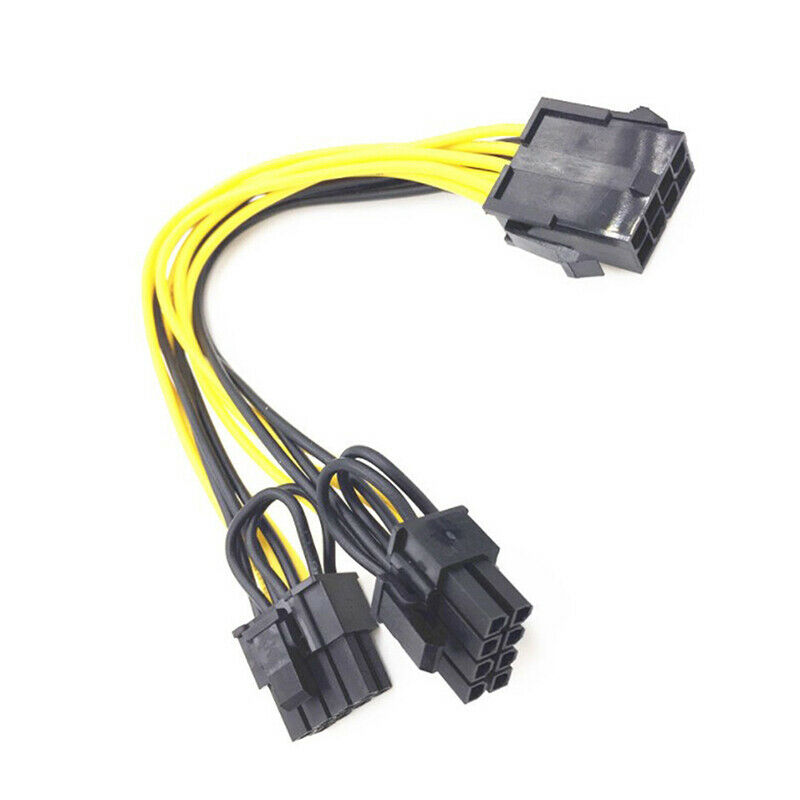 2PCS PCI-E 8 pin to dual 6 + 2 pin (6 pin / 8 pin) power CPU graphics card ca Rf